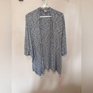 Daytrip Gray & White Striped Open-Front Women’s Cardigan